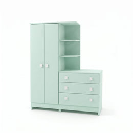 Alternate view of Slato Kids Wardrobe, showing 2-door wardrobe section and 3 spacious drawers in a balanced home interior.