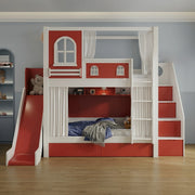 Slemnry Kids Bunk Bed with Slide & Storage