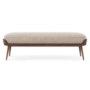 Sokirova Beige Wooden Upholstered Accent Bench