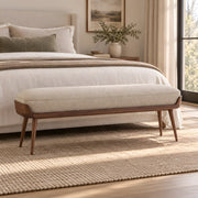 Sokirova Beige Wooden Upholstered Accent Bench