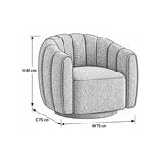 Sonkara Navy Blue Pedicure Chair dimension guide showing 75 cm wide, 75 cm deep, and 85 cm high for salon layout planning.