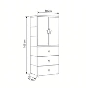 Starwy Kids Wardrobe with 2 Doors & 3 Drawers