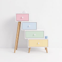 Alternate view of Stepcol Kids Chest of Drawers, showing colourful pastel drawer fronts for room layout and styling ideas.