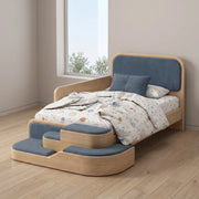 Steppina Dusty Blue Kids Single Bed with Steps