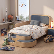 Steppina Dusty Blue Kids Single Bed with Steps