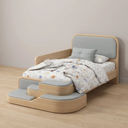 Steppina Light Grey Kids Single Bed with Steps
