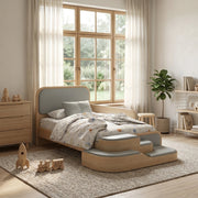 Steppina Light Grey Kids Single Bed with Steps