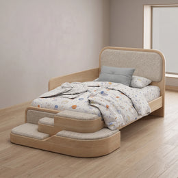 Steppina Ivory White Kids Single Bed with Steps