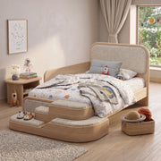 Steppina Ivory White Kids Single Bed with Steps