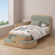 Steppina Sage Green Kids Single Bed with Steps