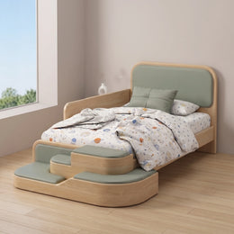 Steppina Sage Green Kids Single Bed with Steps