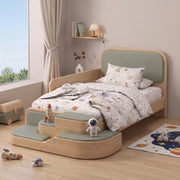 Steppina Sage Green Kids Single Bed with Steps