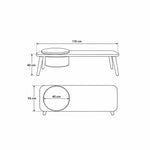 Stepsoly Kids Wooden Floor Table with Pouf technical sketch with dimensions of 110 cm long, 55 cm deep and 40 cm high.