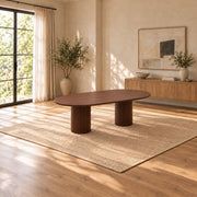 Tavolisa Wooden Oval 6-Seater Dining Table product photo showing oval tabletop with rounded ends in a clean studio setting.