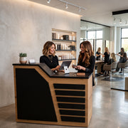Tekminro Walnut & Black Modern Salon Reception Desk