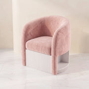 Tiara Pink Velvet Manicure Chair with Side Shelf