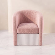Tiara Pink Velvet Manicure Chair with Side Shelf