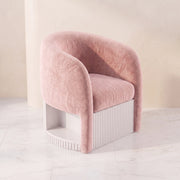 Tiara Pink Velvet Manicure Chair with Side Shelf