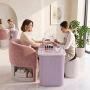 Tiara Pink Velvet Manicure Chair with Side Shelf