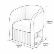 Tiara Pink Velvet Manicure Chair with Side Shelf dimension guide labels a 70 cm width, 60 cm depth and a 95 cm height.