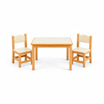 Tischona Kids Table with 2 Chairs brings together curved-top back panels and ivory chair seats against a white backdrop.