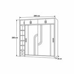 Tolisivo Wooden Wardrobe with Sliding Door and Shelves illustrated size reference showing 240 cm wide and 250 cm high.