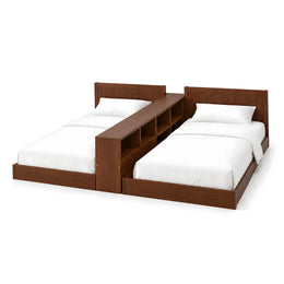 Tribekio Wooden Kids Twin Beds with Storage Shelf