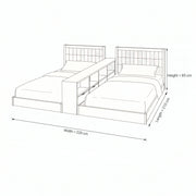 Tribekio Wooden Kids Twin Beds dimension guide showing 220 W x 210 L x 85 H cm for children's bedroom layout planning.