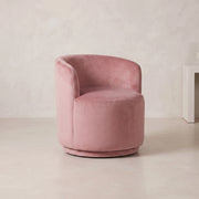 Trinty Pink Velvet Manicure Chair with Rounded Base
