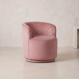 Trinty Pink Velvet Manicure Chair with Rounded Base