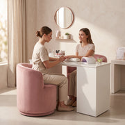 Trinty Pink Velvet Manicure Chair with Rounded Base
