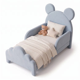 Tutli Blue Kids Toddler Bed with Bear Ear Headboard