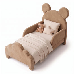 Tutli Brown Kids Toddler Bed with Bear Ear Headboard