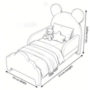 Tutli Sage Green Kids Toddler Bed with Bear Ear Headboard