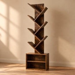 Twikarino Wooden V-Shelf Bookshelf & Open Storage Unit