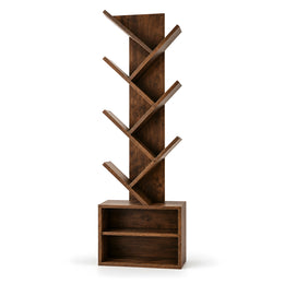 Alternate view of Twikarino Wooden V-Shelf Bookshelf & Open Storage Unit, showing engineered Wood in a modern home setting.