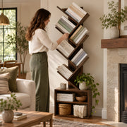 Twikarino Wooden V-Shelf Bookshelf & Open Storage Unit