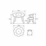 Twinboomy Flower Shaped Kids Table with 2 Chairs diagram labels the tabletop 70 cm across and the table height at 60 cm.