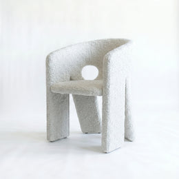 Twingle Premium Ivory White Bouclé Manicure Chair
