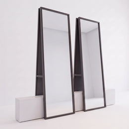 Second view of Twinglow Double Salon Mirror Station, highlighting double mirror setup and spacious styling surfaces.