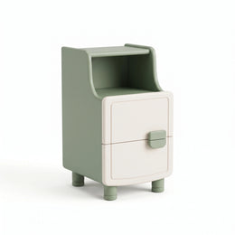 Alternate view of Twinny Kids Night Stand, showing open storage shelf and enclosed front storage in a modern home setting.
