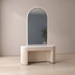 Valsina Beige Fluted Salon Mirror Station