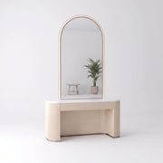 Valsina Beige Fluted Salon Mirror Station