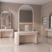 Valsina Beige Fluted Salon Mirror Station