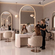 Valsina Beige Fluted Salon Mirror Station