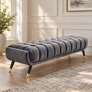 Velluto Grey Upholstered Bench