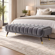 Velluto Grey Upholstered Bench