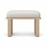 Vendisora Pedicure Footrest against a white backdrop: a narrow front rail, an ivory padded top and layered end supports.