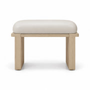 Vendisora Pedicure Footrest against a white backdrop: a narrow front rail, an ivory padded top and layered end supports.