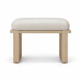 Vendisora Pedicure Footrest against a white backdrop: a narrow front rail, an ivory padded top and layered end supports.